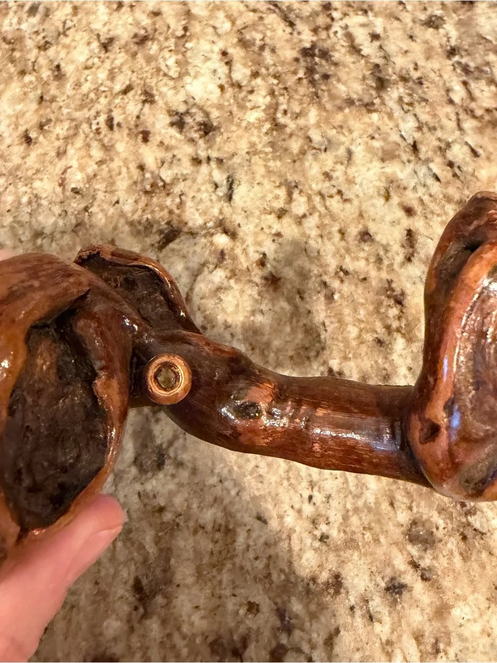 Vintage Burl Root Dark Wood Wine Corkscrew Primitive Rustic Folk Art Barware